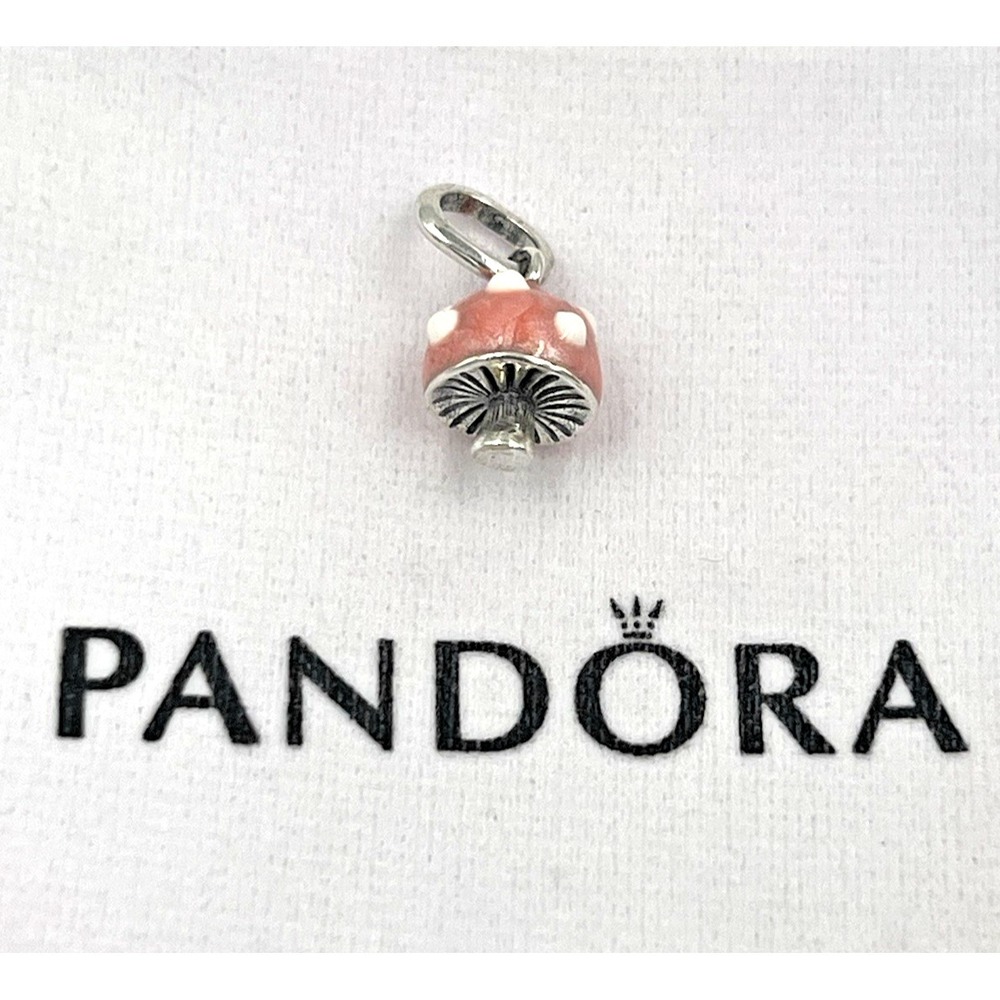 Auth Pandora Glow-in-the-dark Mushroom Dangle Charm #794376C01 NWOT w/Pouch